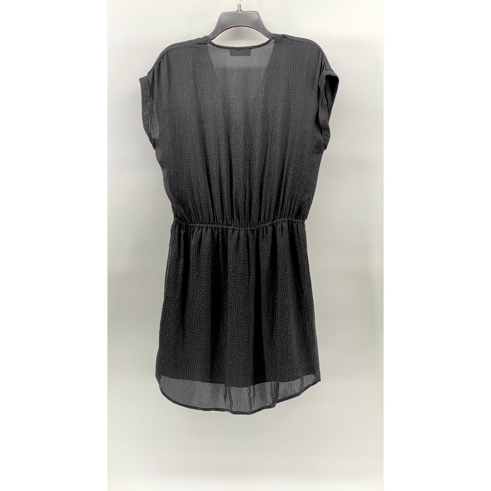 LE TEMPS DE CERISES Women's Black Polka Dot Cuffed Short Sleeve Mini Dress SZ M