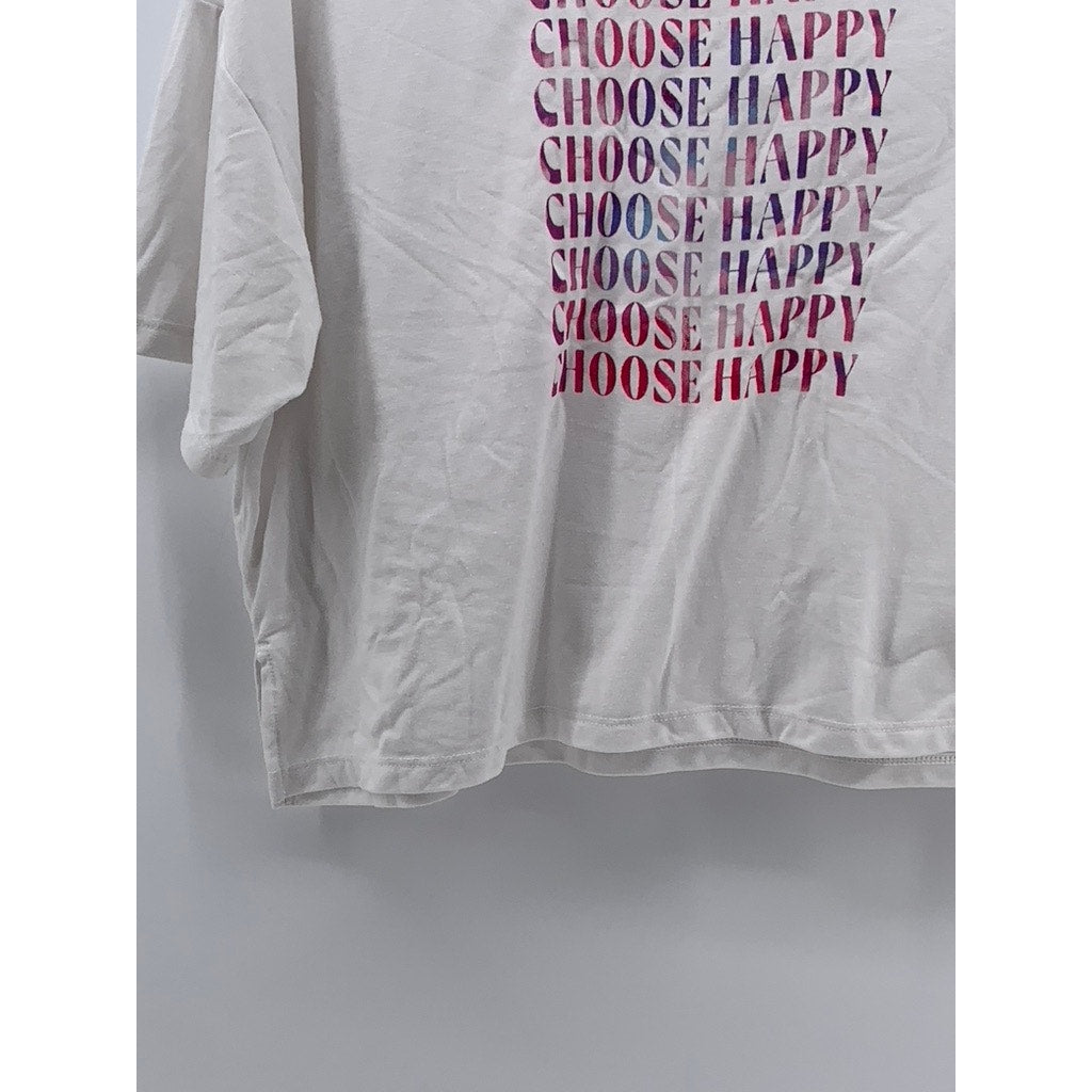 OLD NAVY ACTIVE Women's White Choose Happy Short Sleeve Top SZ S