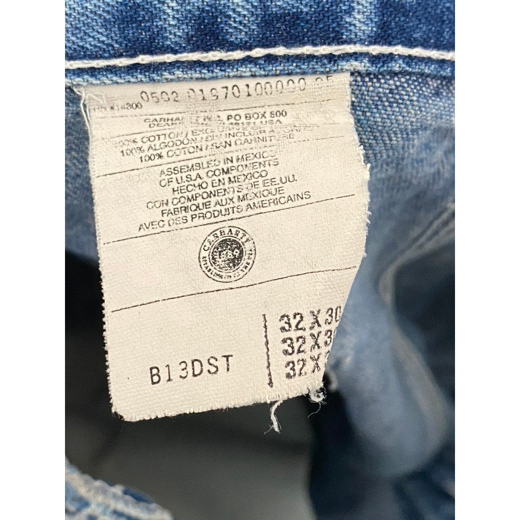 CARHARTT Men's Vintage Medium Wash Blue Denim Loose-Fit Carpenter Jeans SZ 32X30