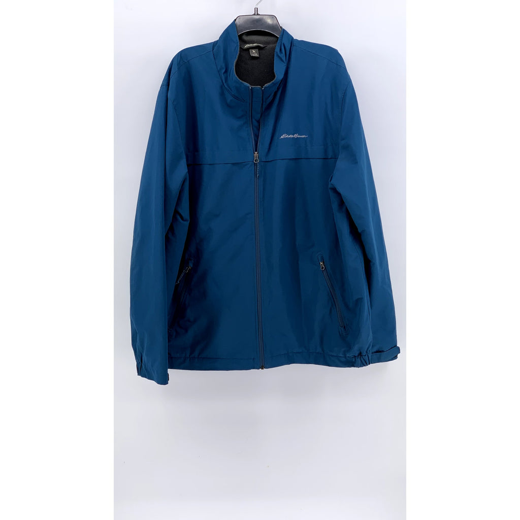 EDDIE BAUER Men's Tall Blue-Gray Fleece Lined Stand Collar Zip-Up Jacket SZ TXL