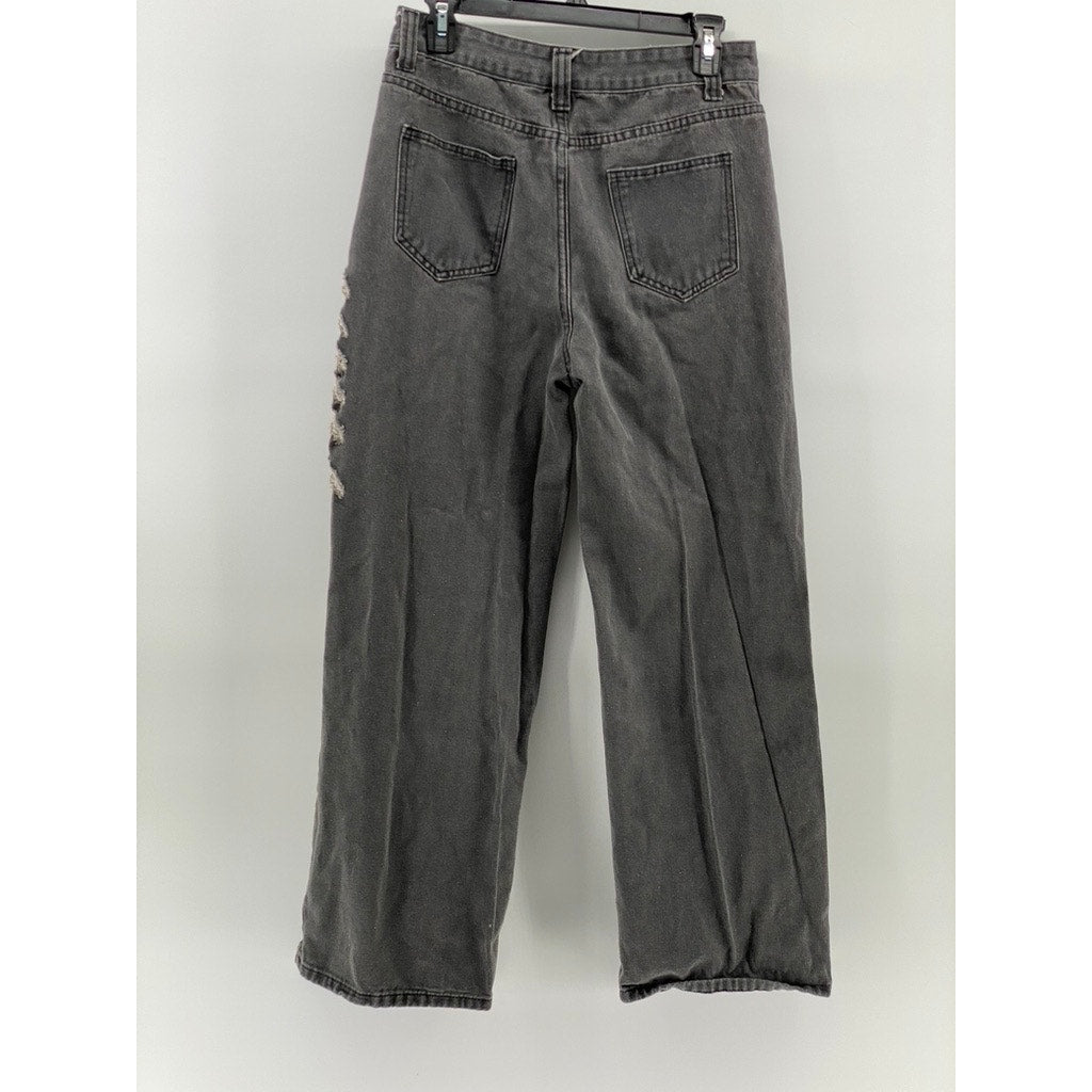 UNBRANDED Women's Washed Black Star Denim Y2K Baggy 90's Grunge Jeans SZ L