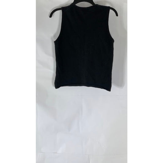 ANN TAYLOR Women’s Black Solid Two-Ply Cashmere Crewneck Tank Top SZ M