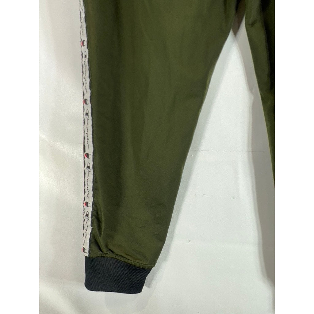 CHAMPION Men's Olive Green Logo Side Tape Pull-On Elastic Waist Track Pant SZ XL