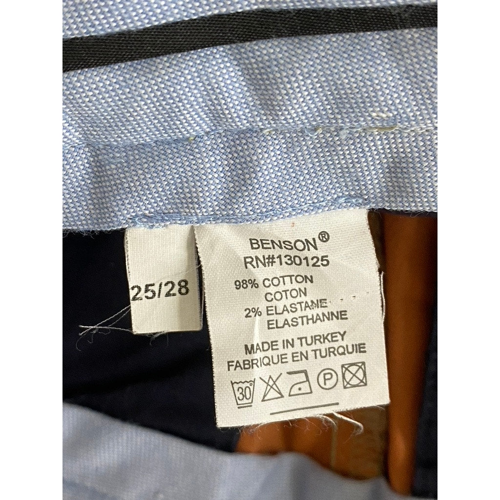 BENSON NYC Men's British Khaki Printed-Cuff Slim-Leg Sateen Pant SZ 25X28