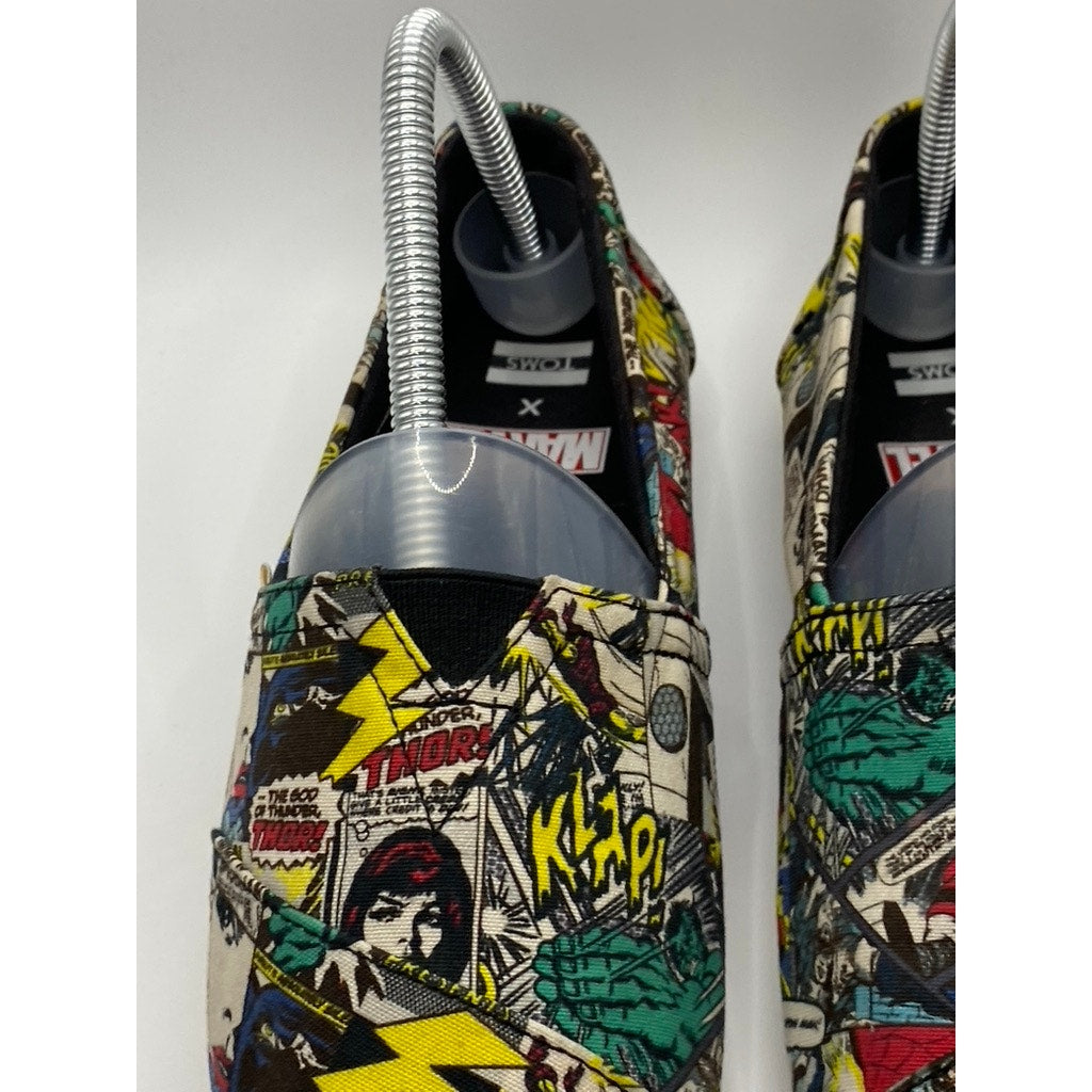 TOMS X MARVEL Women's Black Multi Marvel Comic Pop Print Classic Shoes SZ 7.5