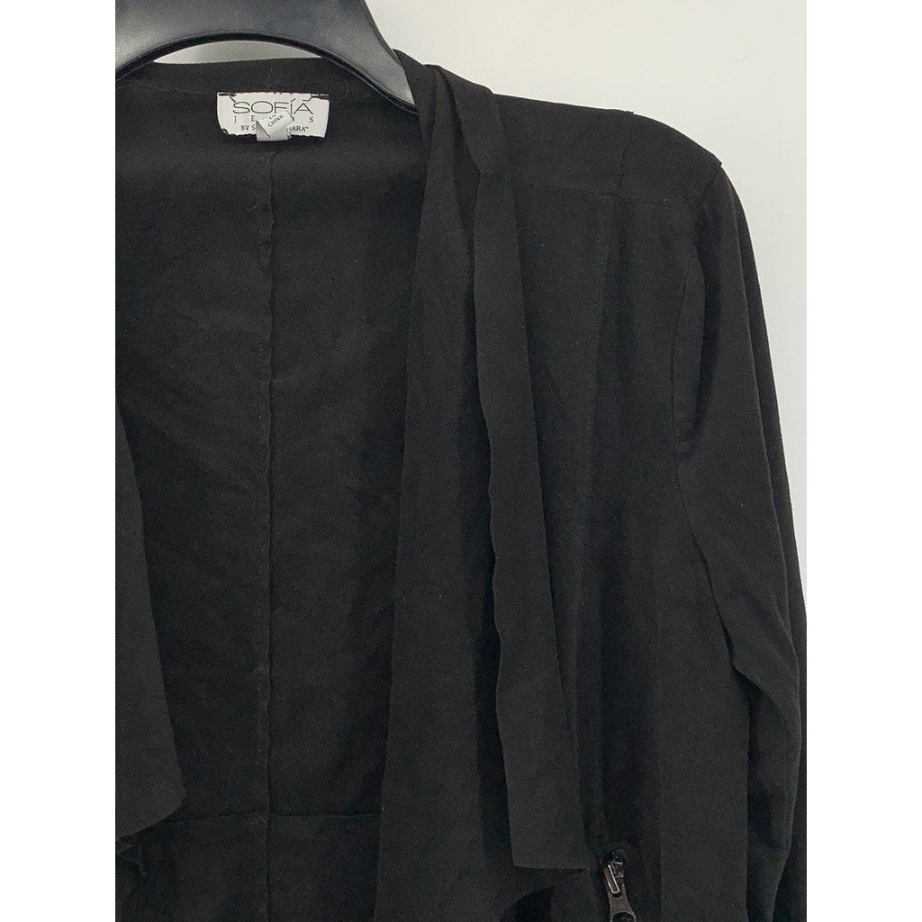SOFIA JEANS BY SOFIA VERGARA Women's Black Drapey Moto Jacket SZ S