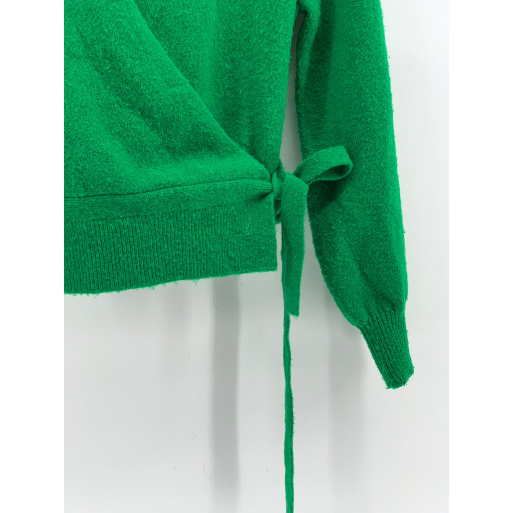 & OTHER STORIES Women's Dark Green V-Neck Wrap Long Sleeve Cardigan SZ S