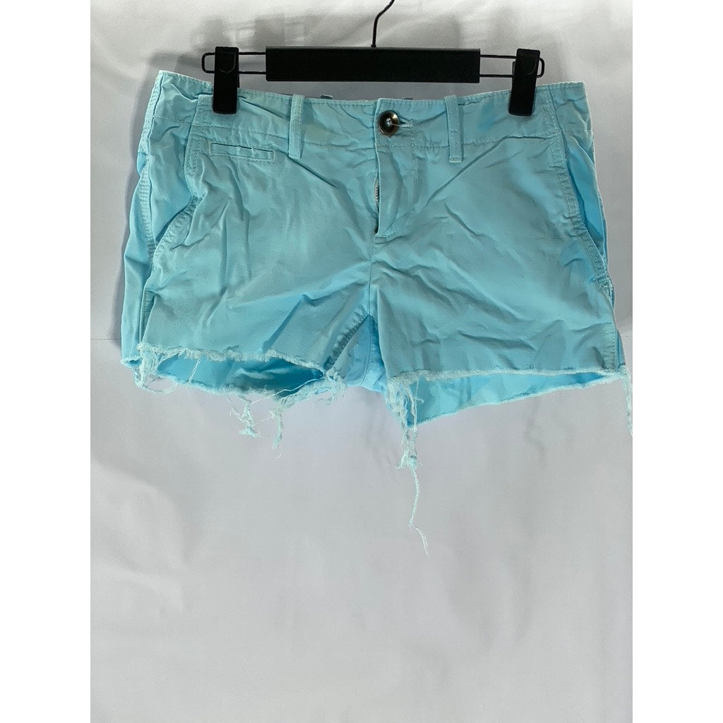 GAP Women's Light Blue Raw-Hem Regular-Fit Shorts SZ 0