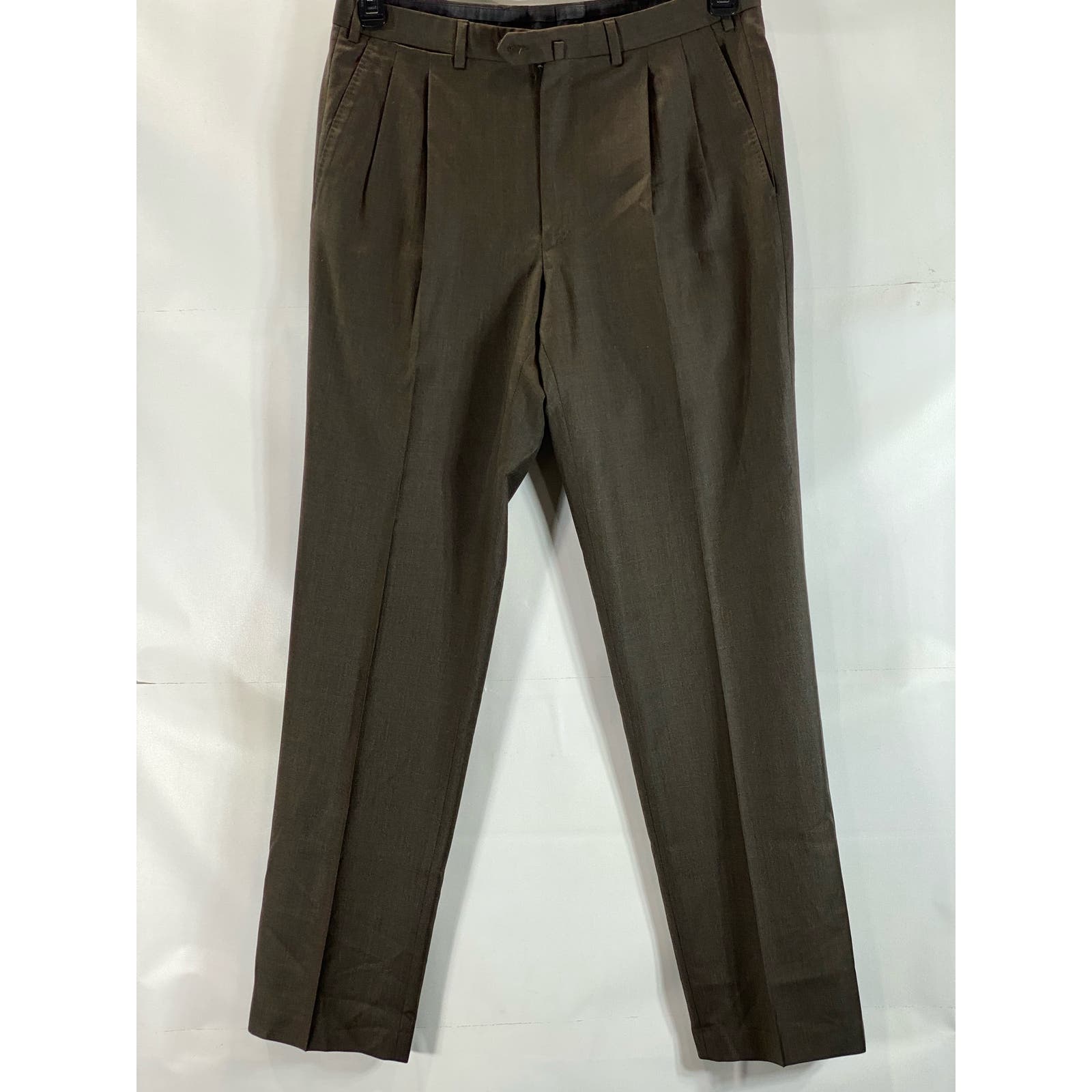ERMENEGILDO ZEGNA Men's Brown Pleated Front Wool Suit Pants SZ 36