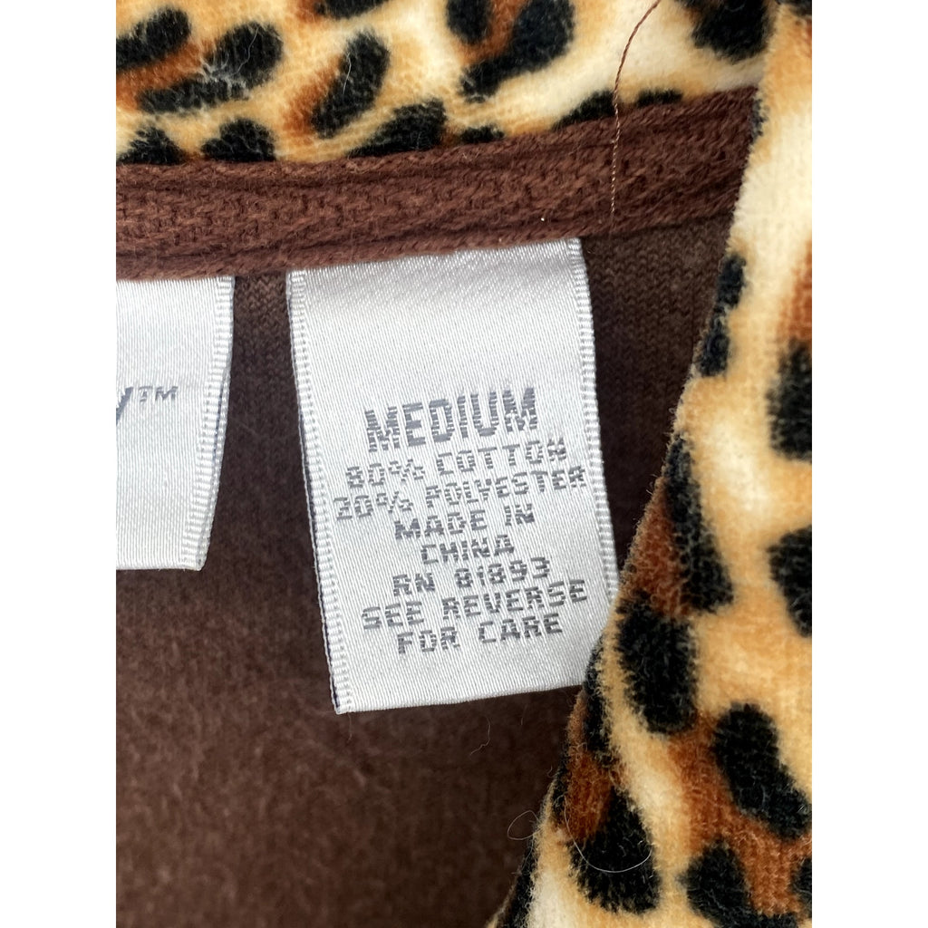 SPORT SAVVY Women's Brown Soft Y2K Animal Print Zip-Up Long Sleeve Sweater SZ M