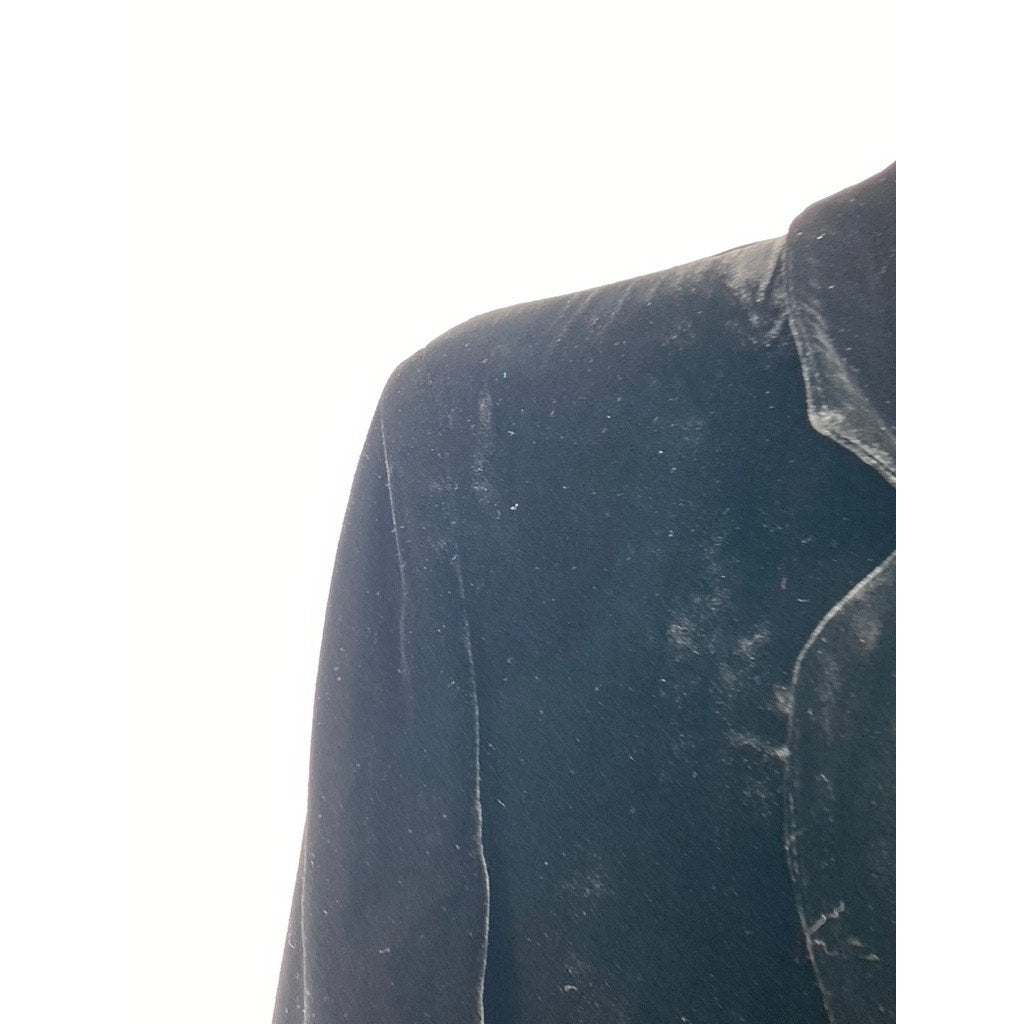 BCBGMAXAZRIA Women's Black Velour Single-Button Long Sleeve Blazer SZ L