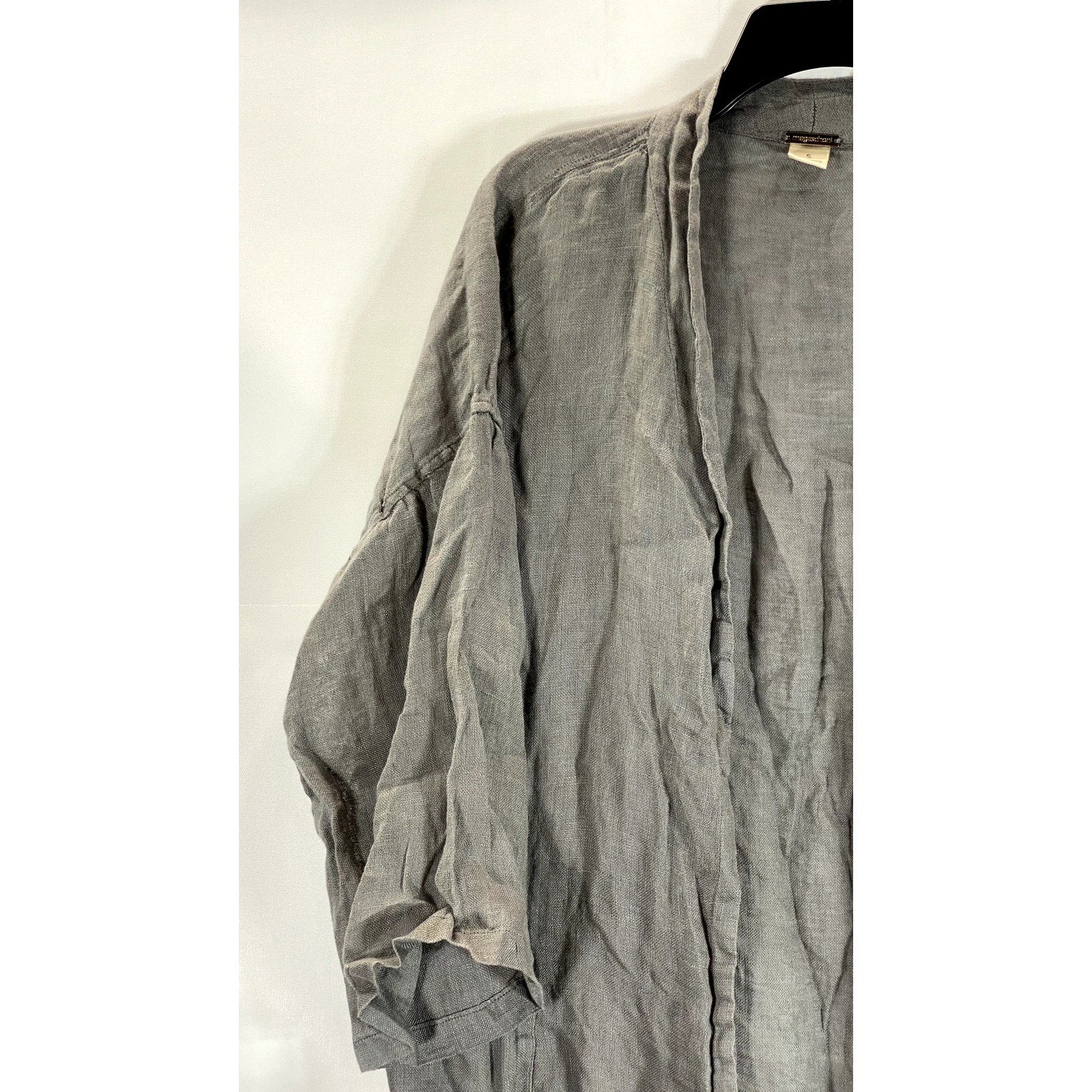MEGASCHONI Women's Gray Linen Open-Front Lightweight Cardigan SZ S
