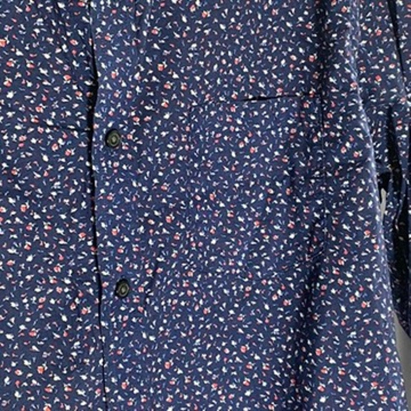 BANANA REPUBLIC Men's Blue Daisy Floral Soft Wash Slim-Fit Button-Up Shirt SZ M