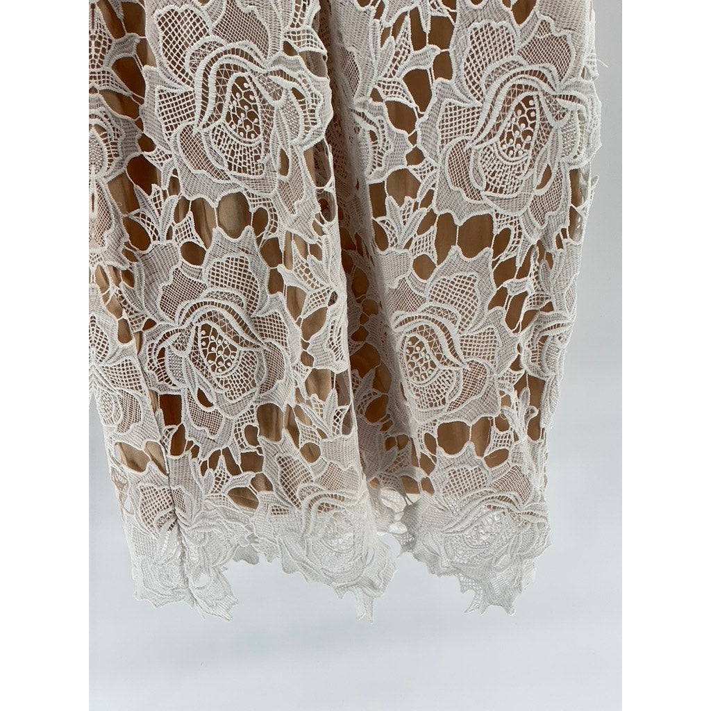LULUS Women's Ivory High-Neck Lace Spaghetti Strap Mini Dress SZ M