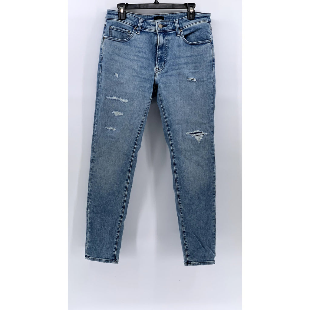 UNIQLO Men's Light Blue Distressed Ultra Stretch Skinny Fit Denim Jeans SZ 32