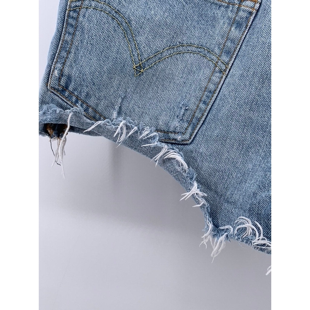 LEVI'S Women's Blue Denim Distressed 501 Shorts SZ 26