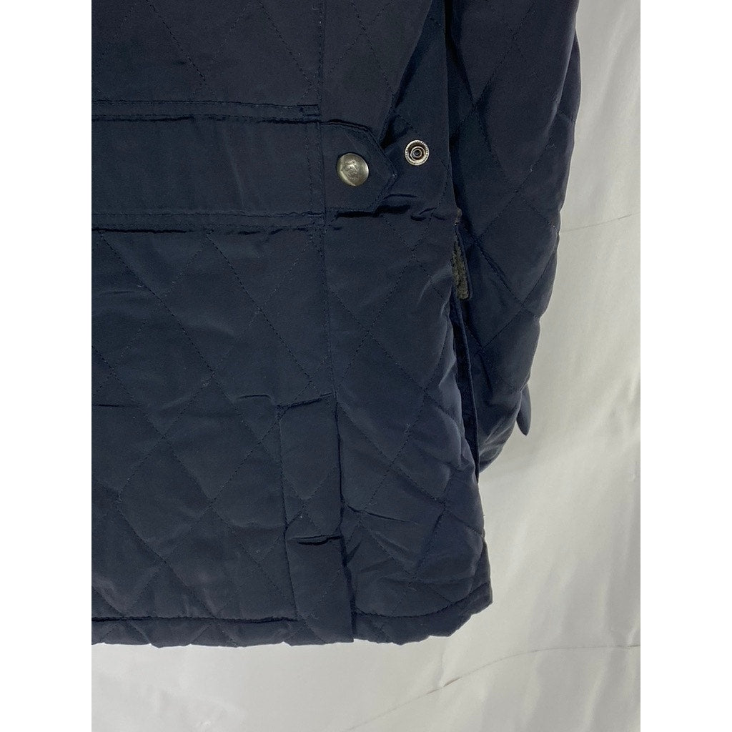 MASSIMO DUTTI  Men's Navy Snap-Button Zip-Up Quilted Jacket SZ M