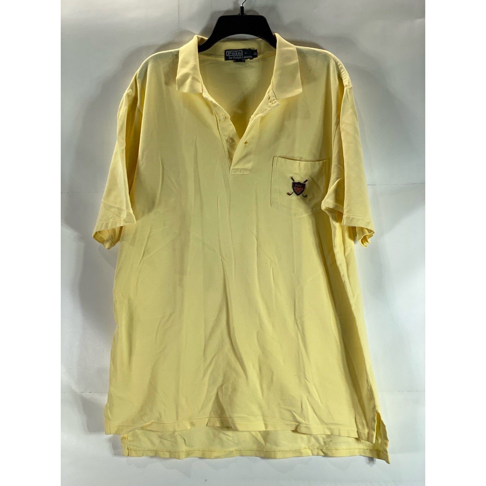 POLO BY RALPH LAUREN Men’s Yellow Vintage Regular-Fit Golf Club Logo Polo SZ XL