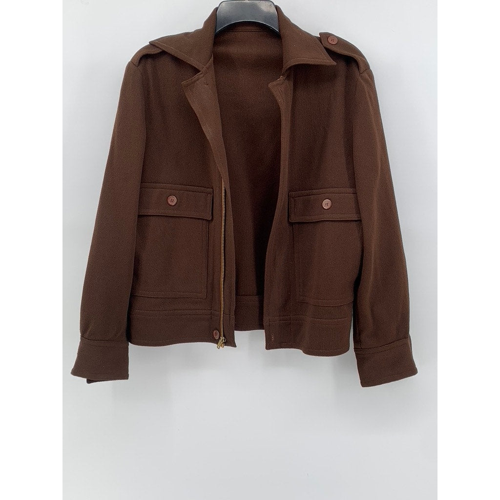 UNBRANDED Women's Brown Vintage Zip-Up Jacket SZ S