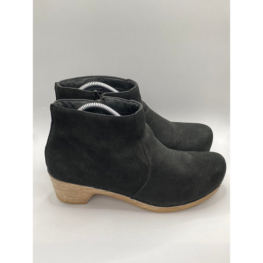 DANSKO Women's Black Leather Maria Slip-On Round-Toe Ankle Boots SZ 42(US11.5)