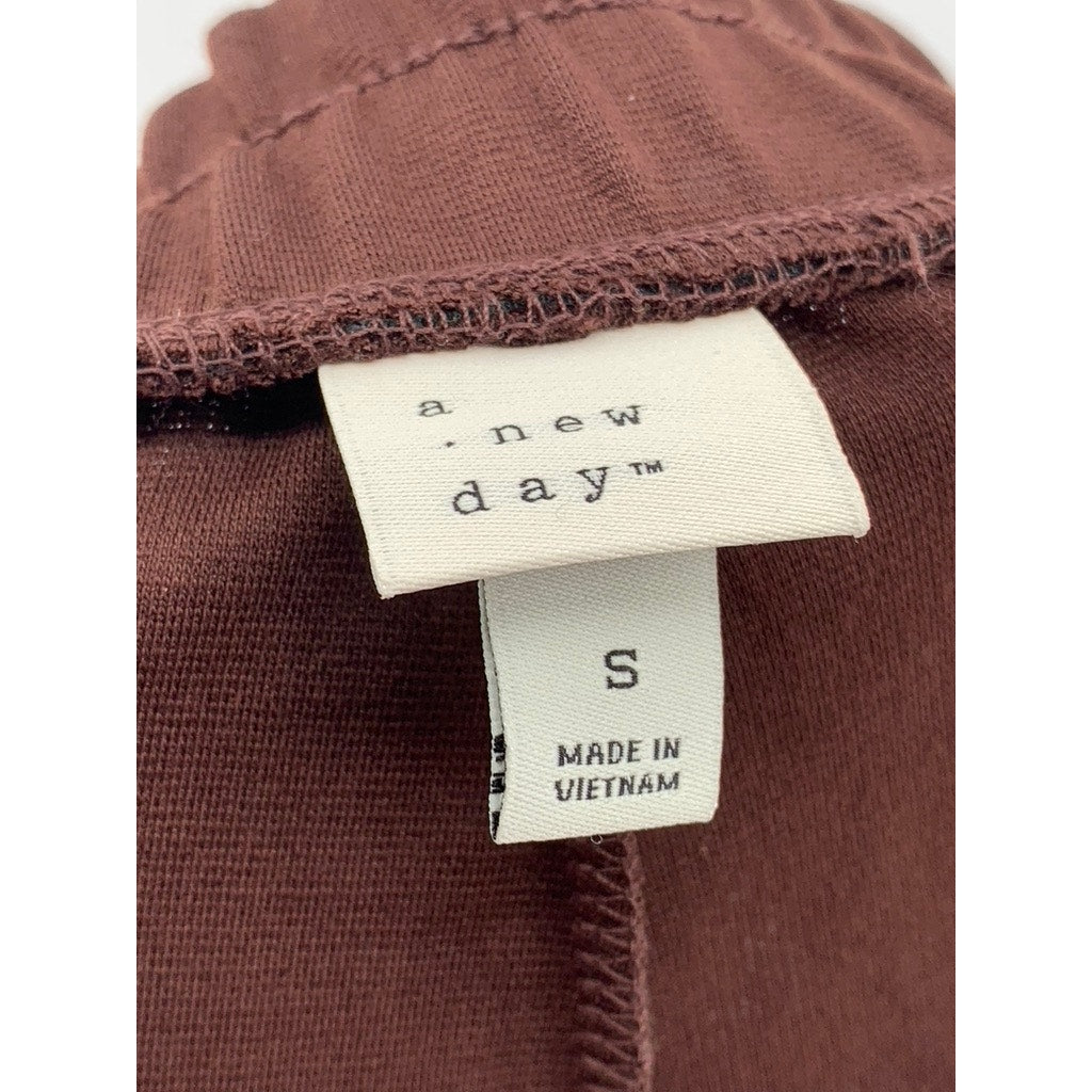 A NEW DAY Women's Brown Solid Pull-On Casual Straight-Leg Pant SZ S