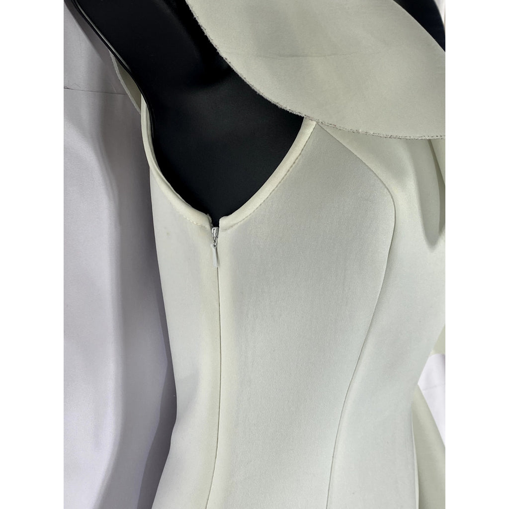 ASOS Women's White Solid One-Shoulder Ruffle A-Line Mini Dress SZ 0