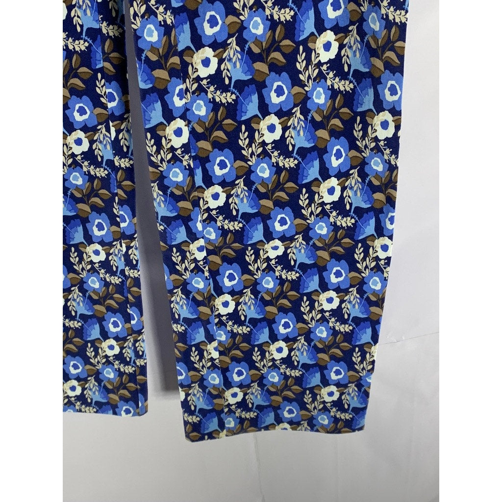 J. MCLAUGHLIN Women's Blue/Brown Printed Masie Pull-On Ankle Pant SZ 8