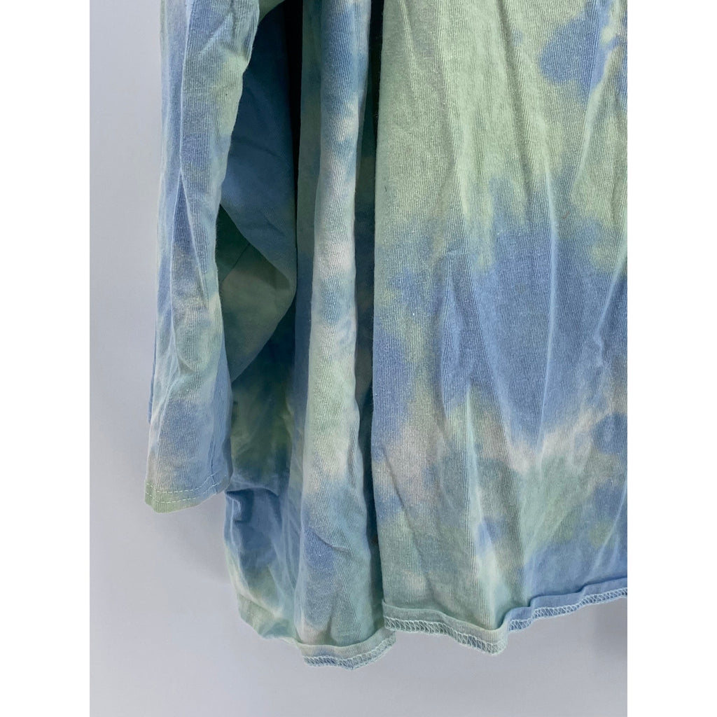 EASEL Women's Blue-Green Tie-Dye Long Sleeve Boatneck Top SZ 3X