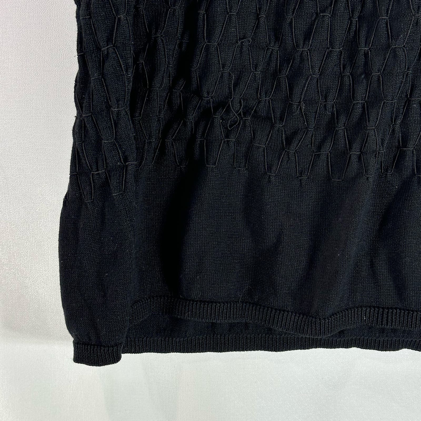 KENNETH COLE NEW YORK Women's Black Silk Deep Scoop-Neck Textured Tank Top SZ L