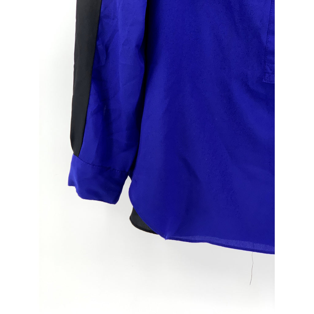 SOFIA SOFIA VERGARA Women's Black-Blue V-Neck Long Sleeve Top SZ L
