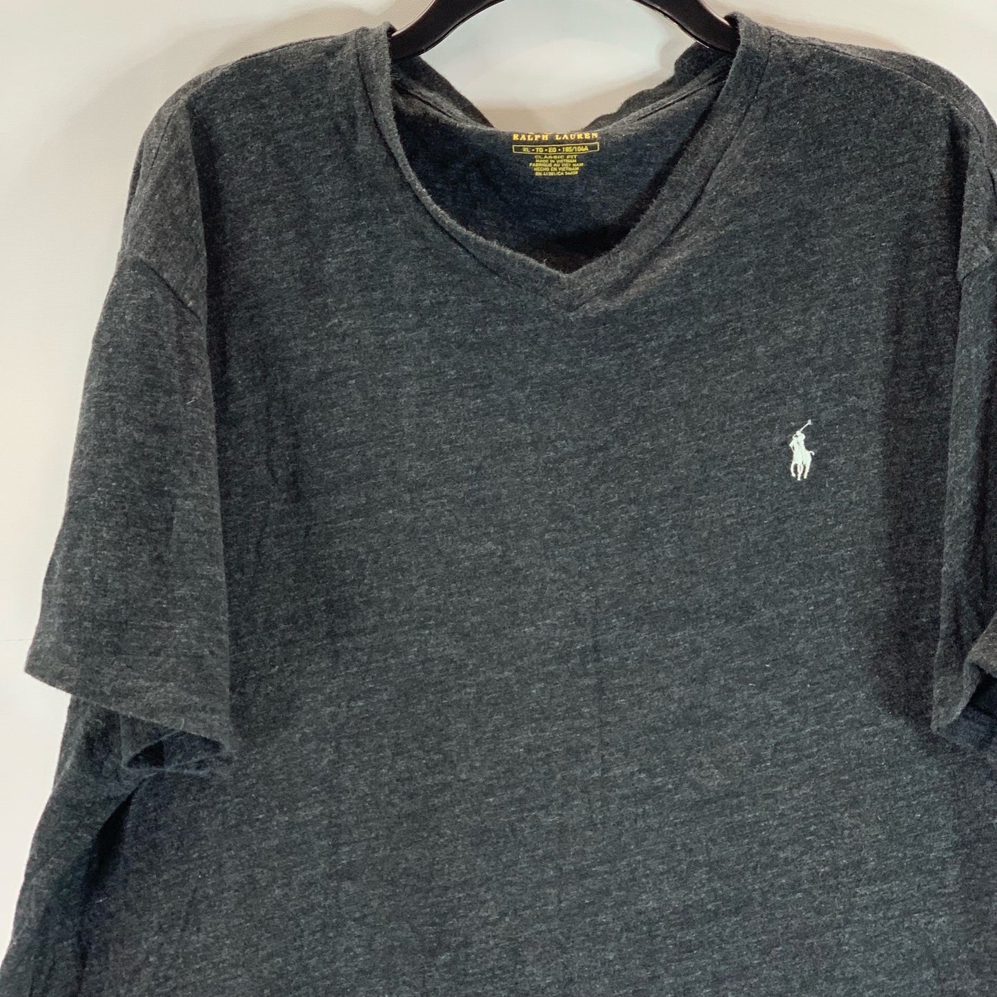 POLO RALPH LAUREN Men's Black Heathered Classic-Fit Crewneck Shirt SZ XL