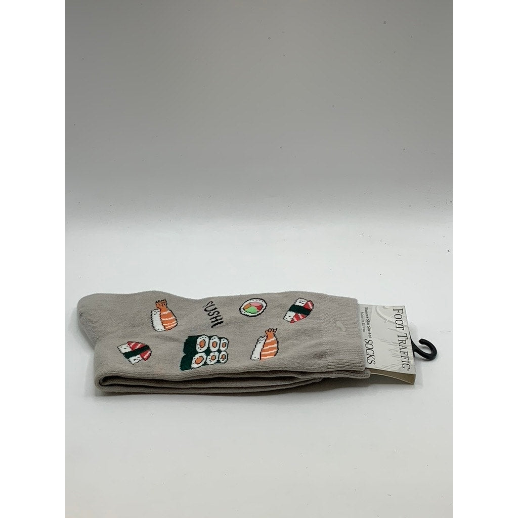 FOOT TRAFFIC Unisex Gray Sushi Crew Socks SZ OS