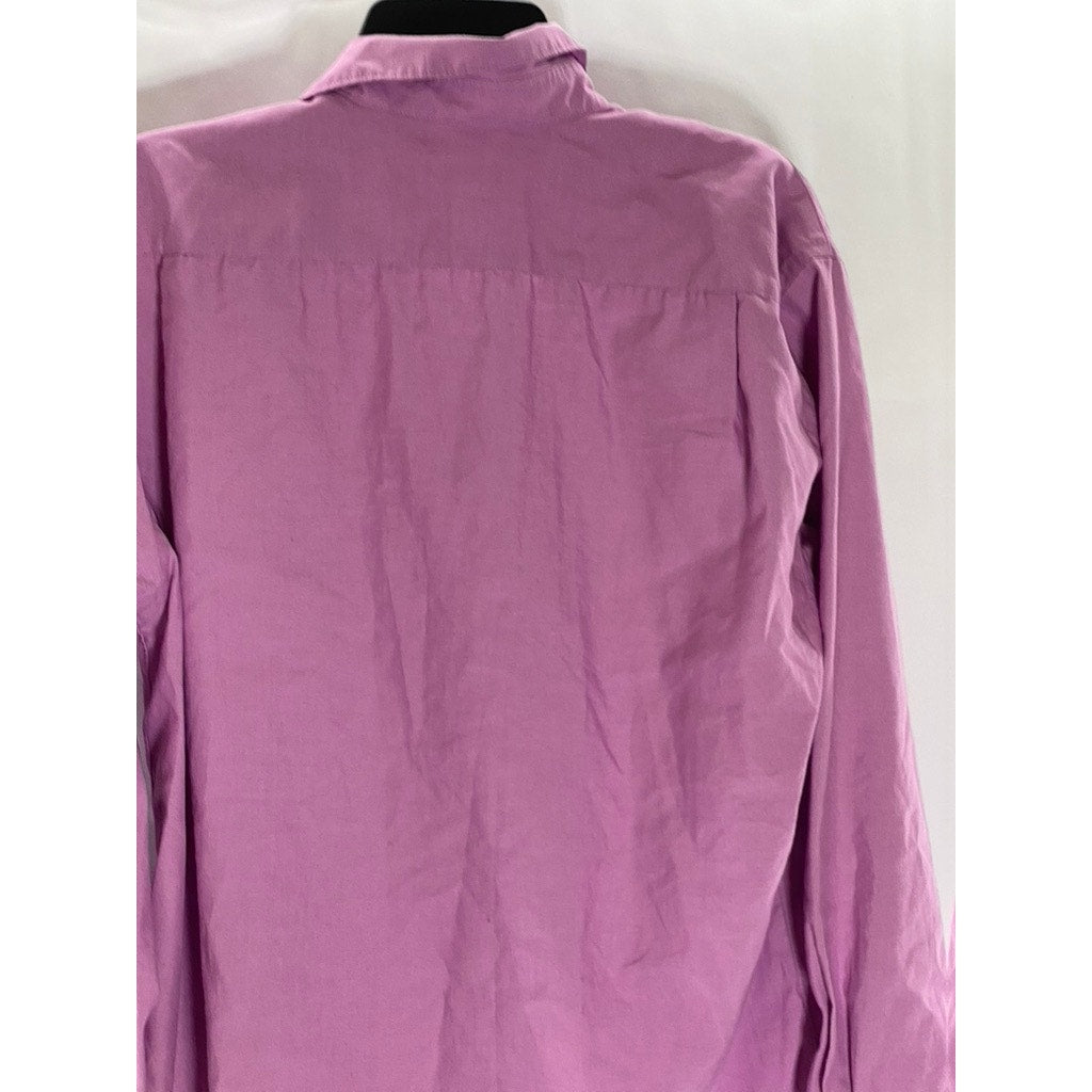 MUJI Men's Light Purple Hemp Blend Regular-Fit Button-Up Long Sleeve Shirt SZ S