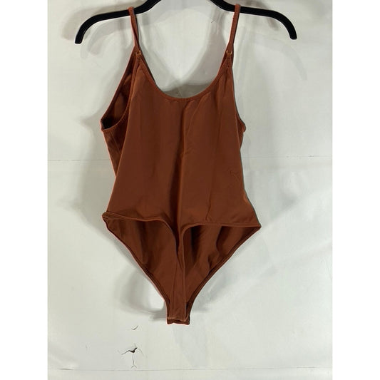 FREE PEOPLE Women's Cappuccino Scoopneck Clean Cut Seamless Bodysuit SZ S