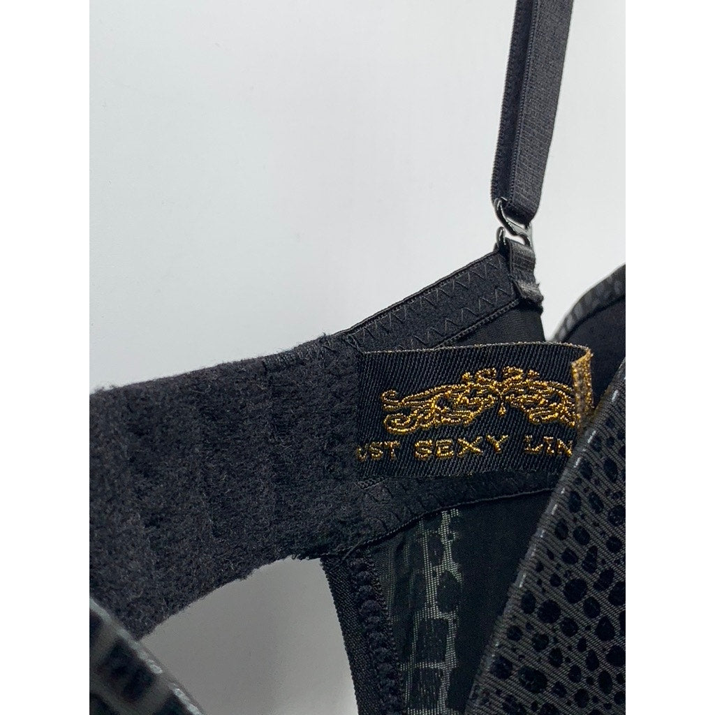 JUST SEXY Women's Black Snake Skin Bustier Spagetti Strap Lingerie Dress SZ S