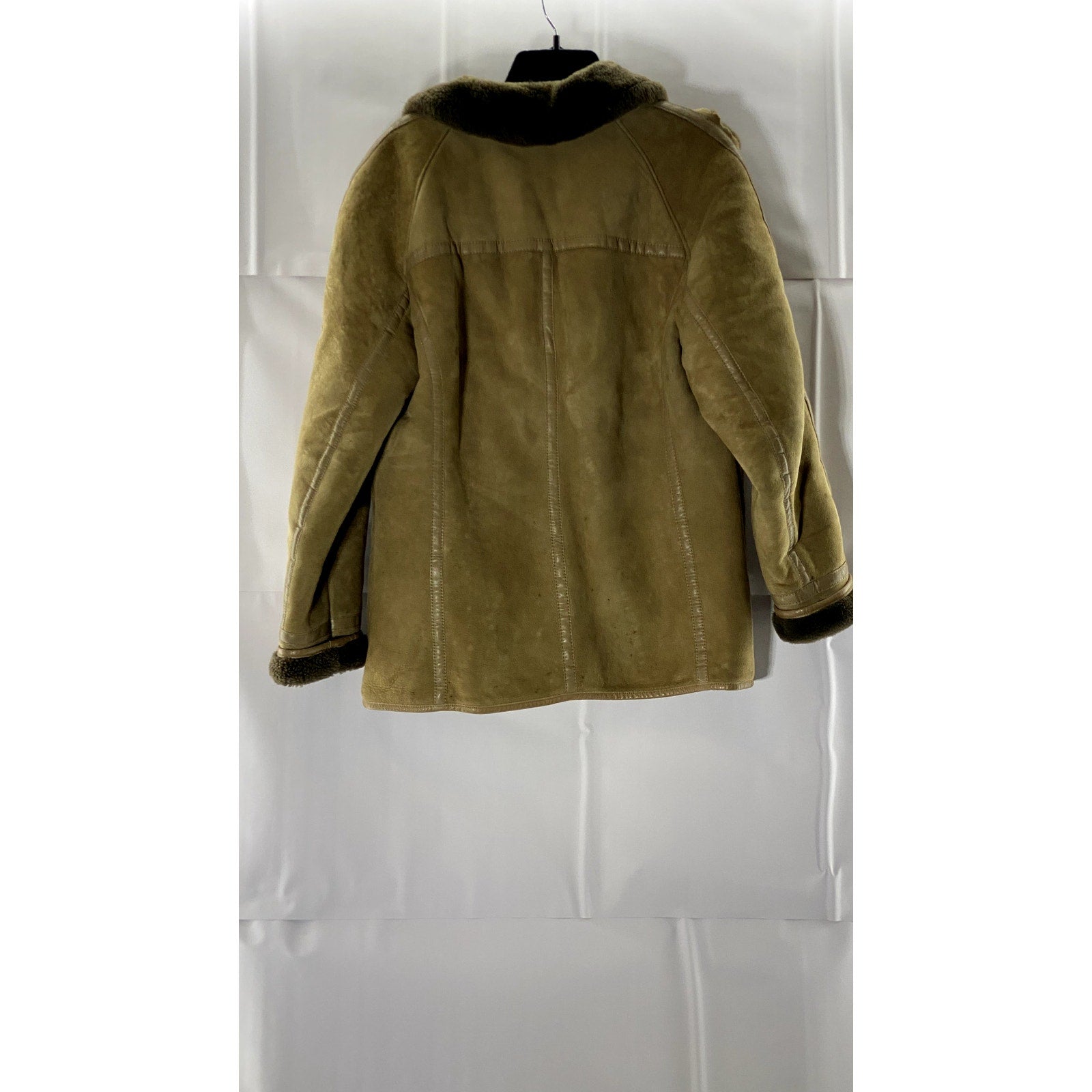 VINTAGE Women's Brown/Tan Shearling Leather Zip-Up Coat SZ M