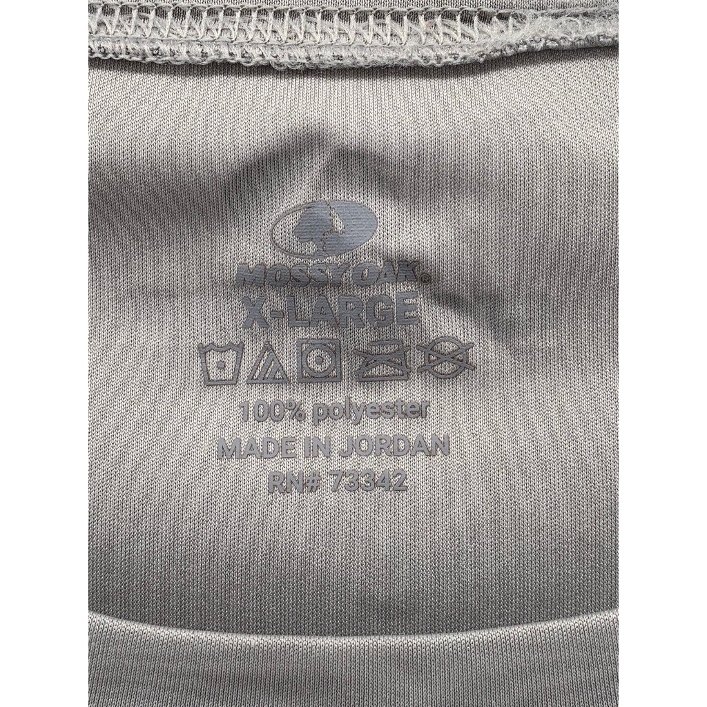 MOSSY OAK Men's Light Gray Crewneck Long Sleeve Logo Active T-Shirt SZ XL