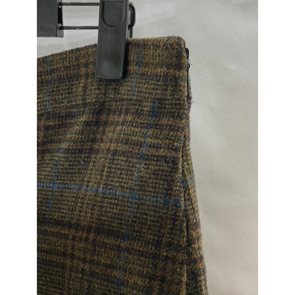 FOREVER 21 CONTEMPORARY Women's Brown Plaid Knee Length Pencil Skirt SZ M