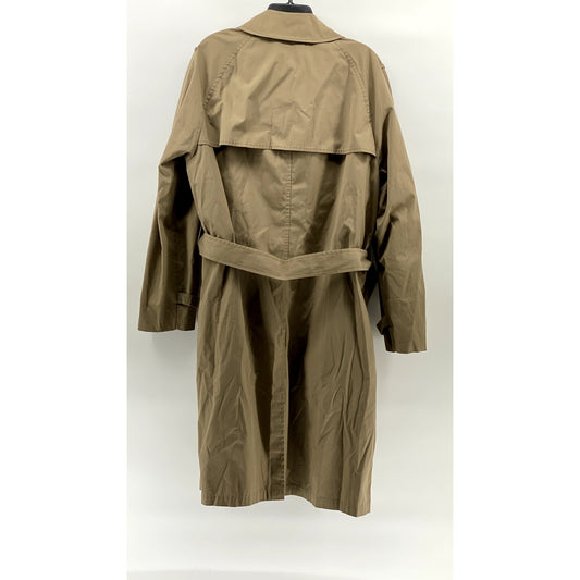UNBRANDED Men's Tan Button-Up Long Sleeve Notch Collar Belted Trench Coat SZ L