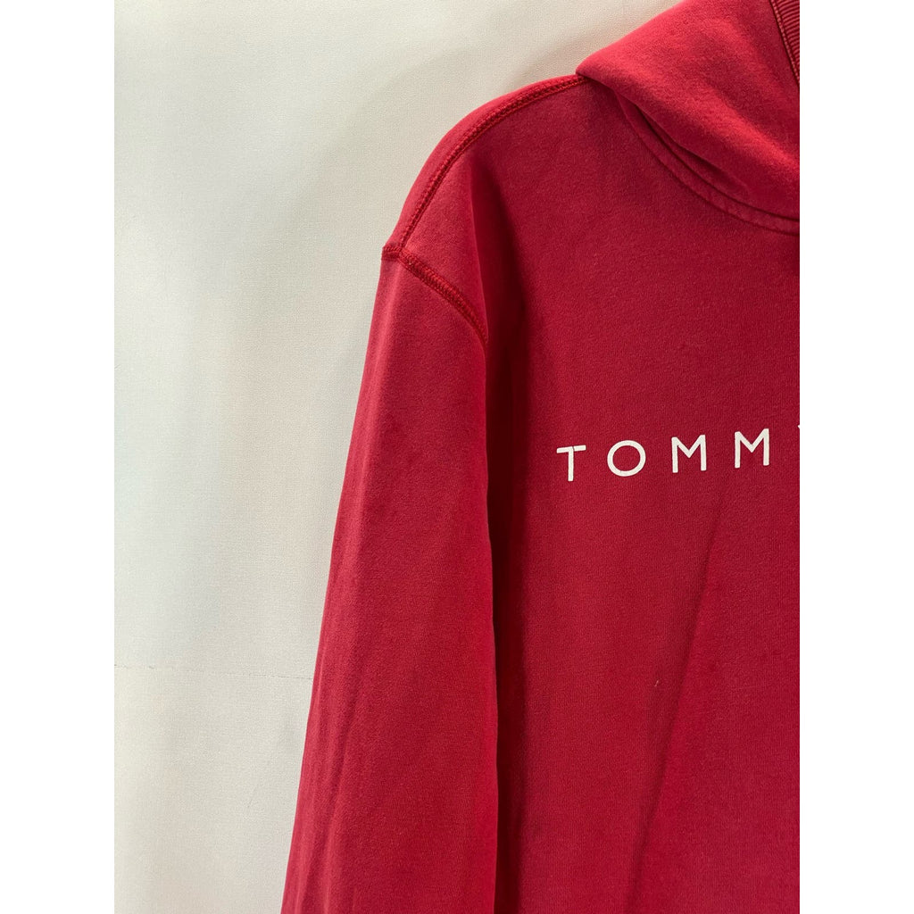 TOMMY HILFIGER Men's Primary Red Logo Regular-Fit Pullover Drawstring Hoodie SZL