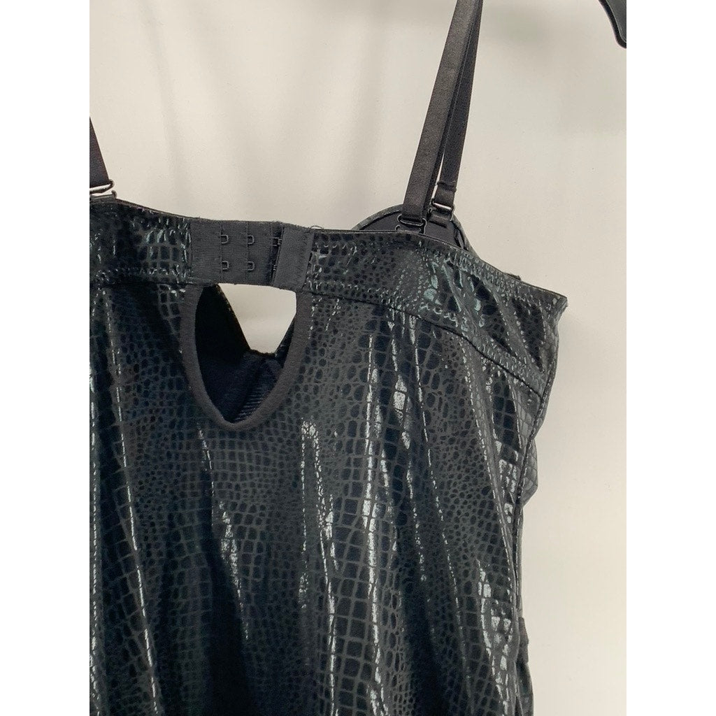 JUST SEXY Women's Black Snake Skin Bustier Spagetti Strap Lingerie Dress SZ S