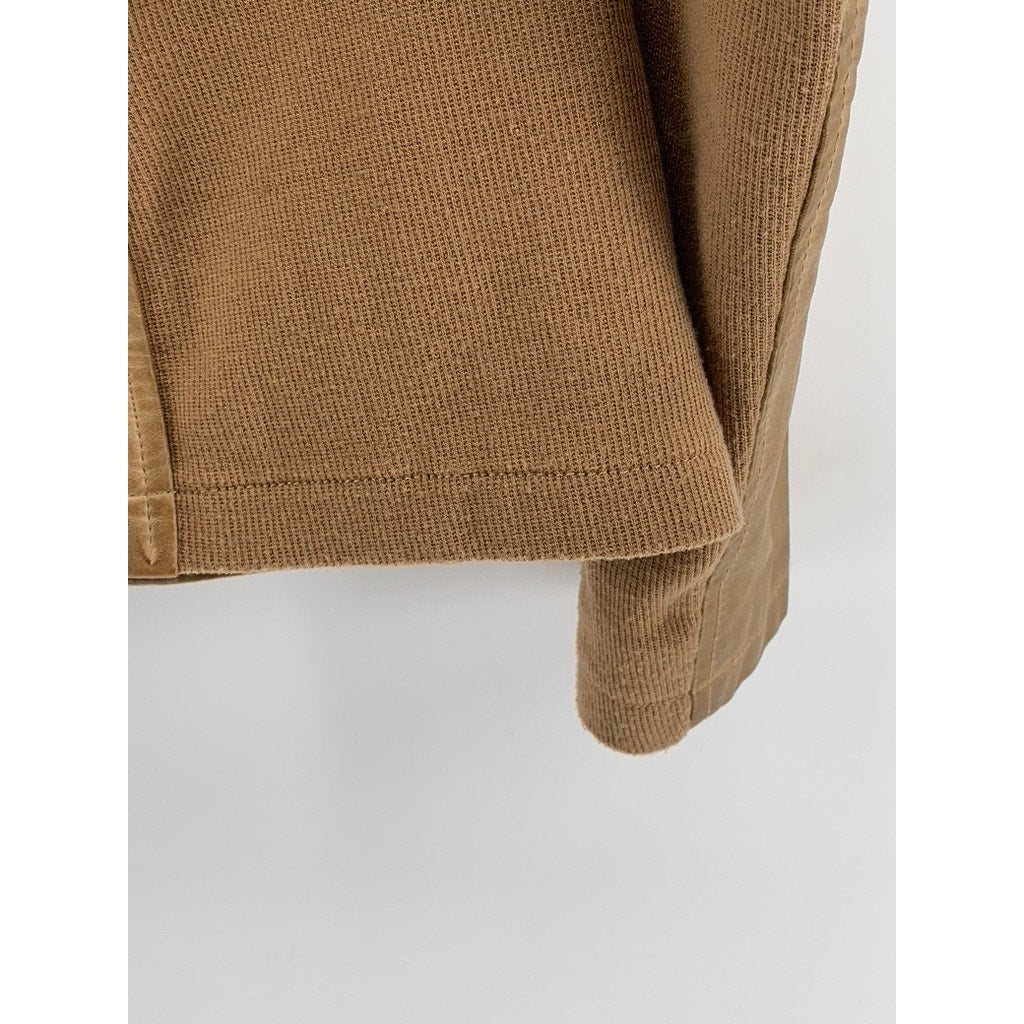 SEBBY COLLECTION Women's Tan Faux-Leather Asymmetrical Zip-Up Jacket SZ M