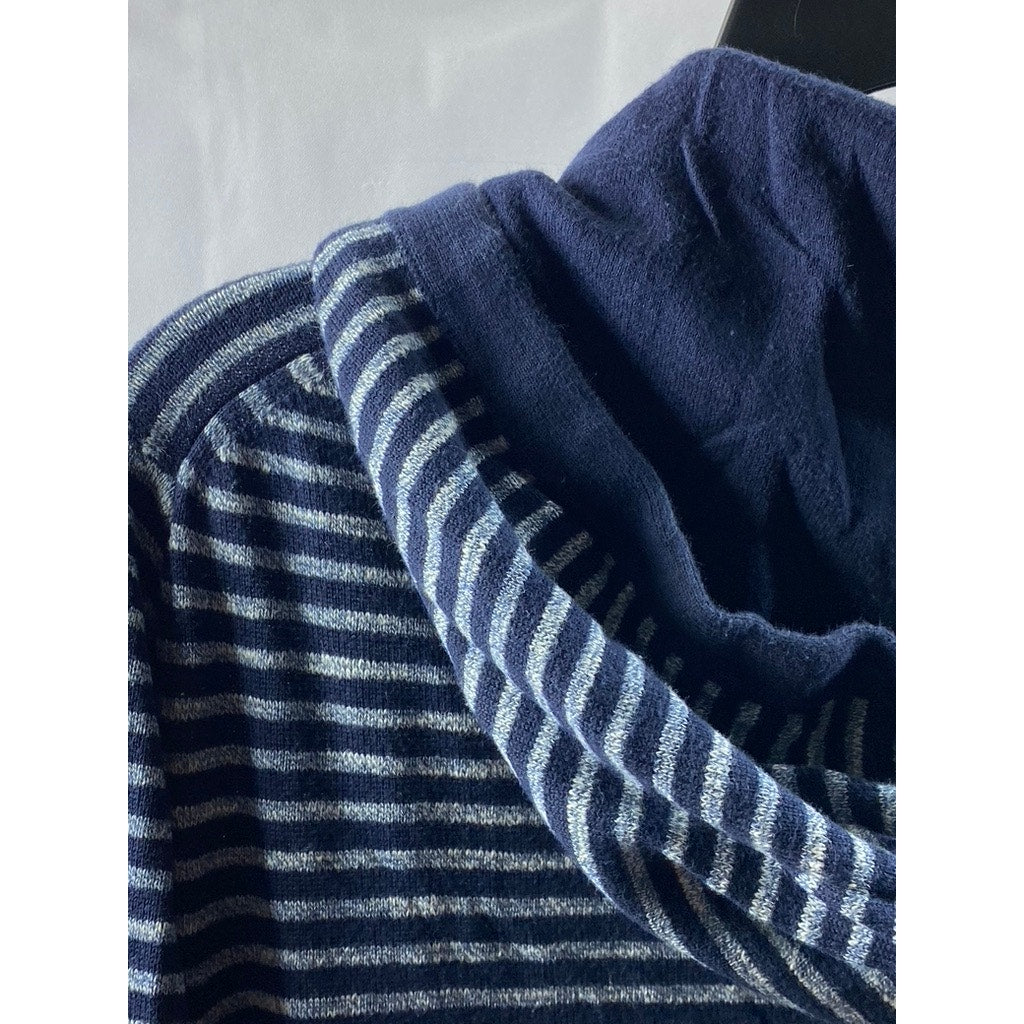 BANANA REPUBLIC Men's Blue Striped Hooded Casual Sweatshirt SZ L