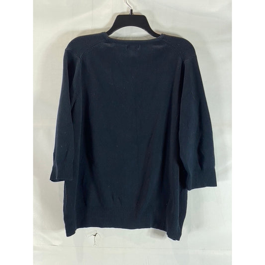 CROFT & BARROW Women's Black Plus Size Elbow Sleeve Button-Front Cardigan SZ 1X