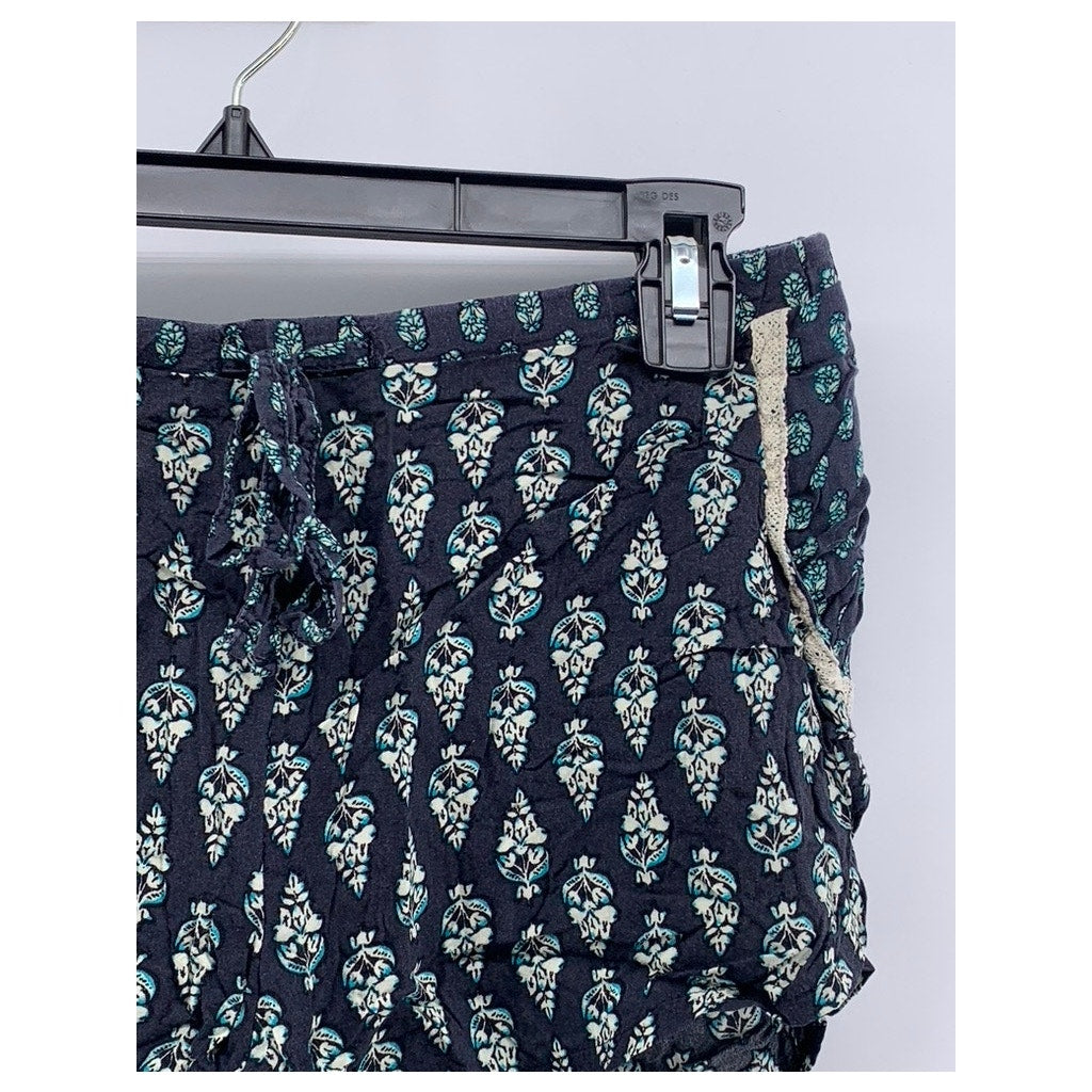 ARTISAN NY Women's Blue Printed Drawstring Relaxed-Fit Shorts SZ S