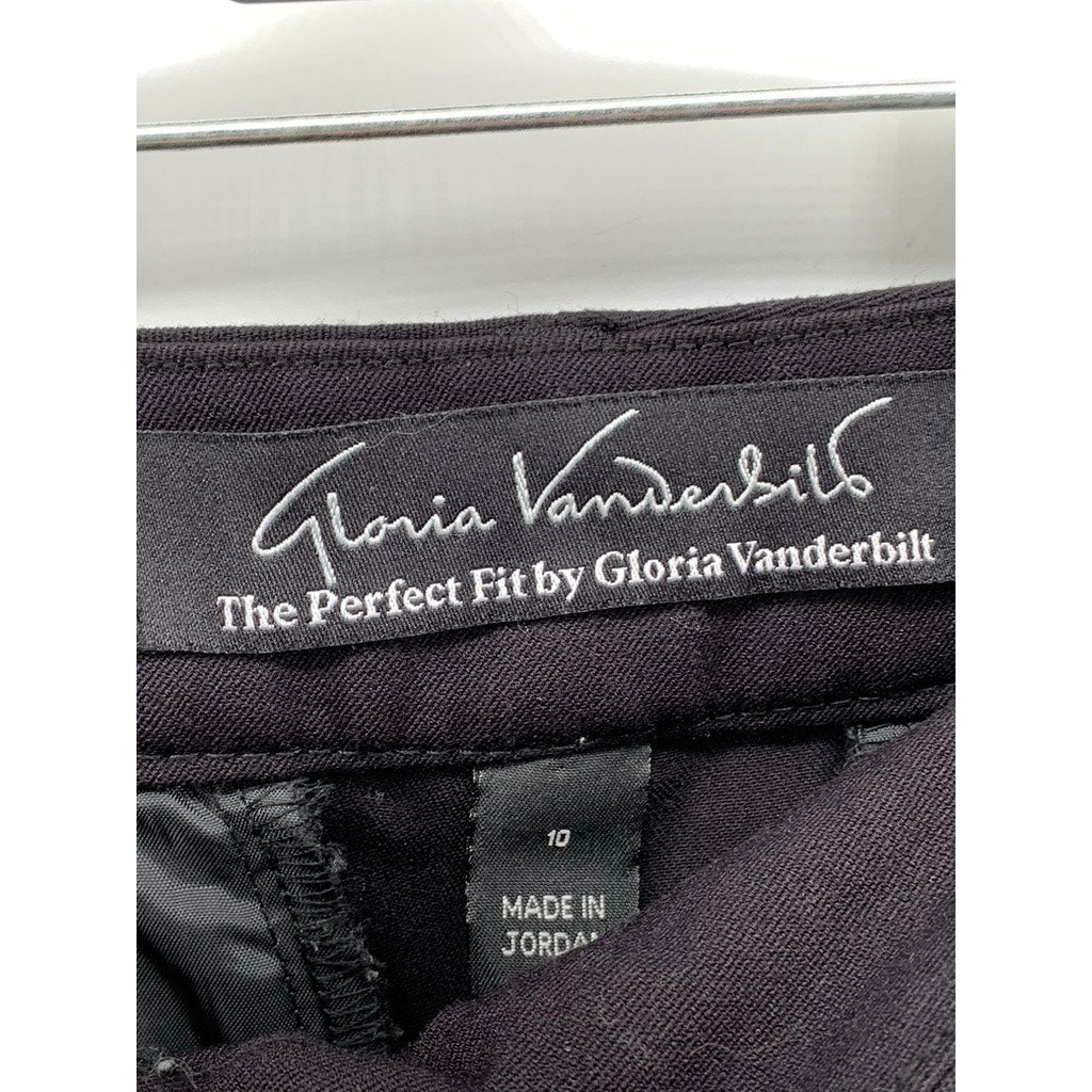 GLORIA VANDERBILT Women's Black Solid Straight Leg Pants SZ 10