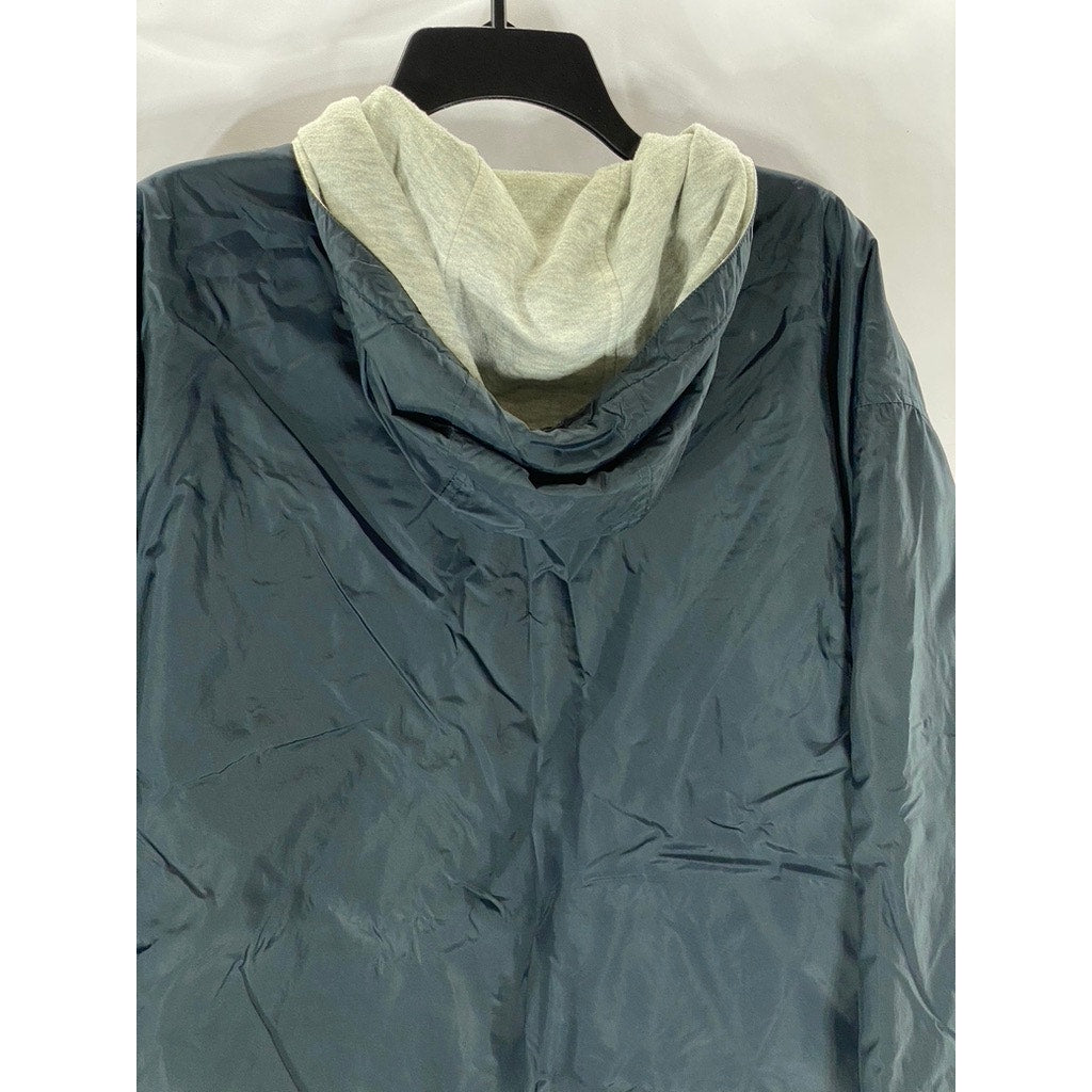 UNBRANDED Men’s Navy-Gray Zip-Up Hooded Jacket SZ L