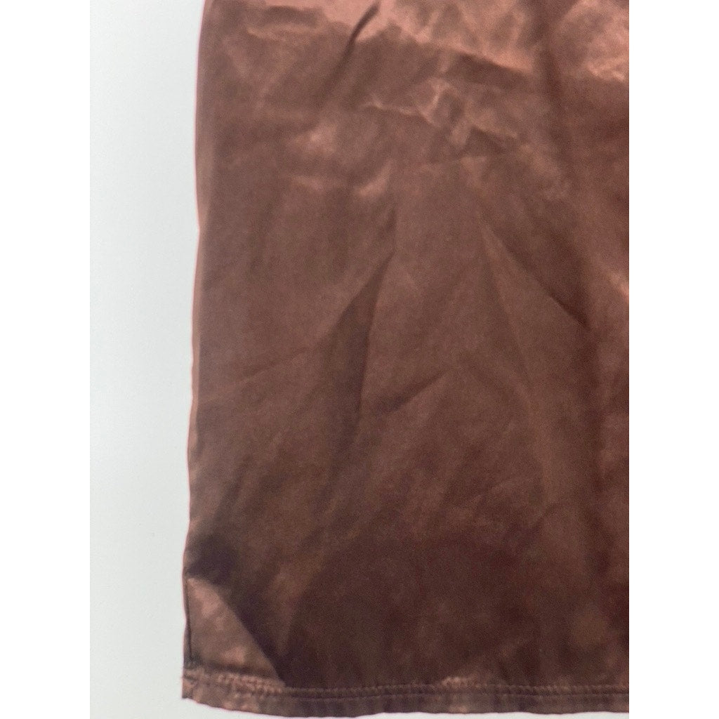 WINDSOR Women's Dark Brown Satin A-Line Side-Slit Mini Skirt SZ S