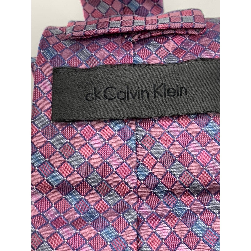 CALVIN KLEIN Men's Purple-Blue Printed Silk Tie SZ OS