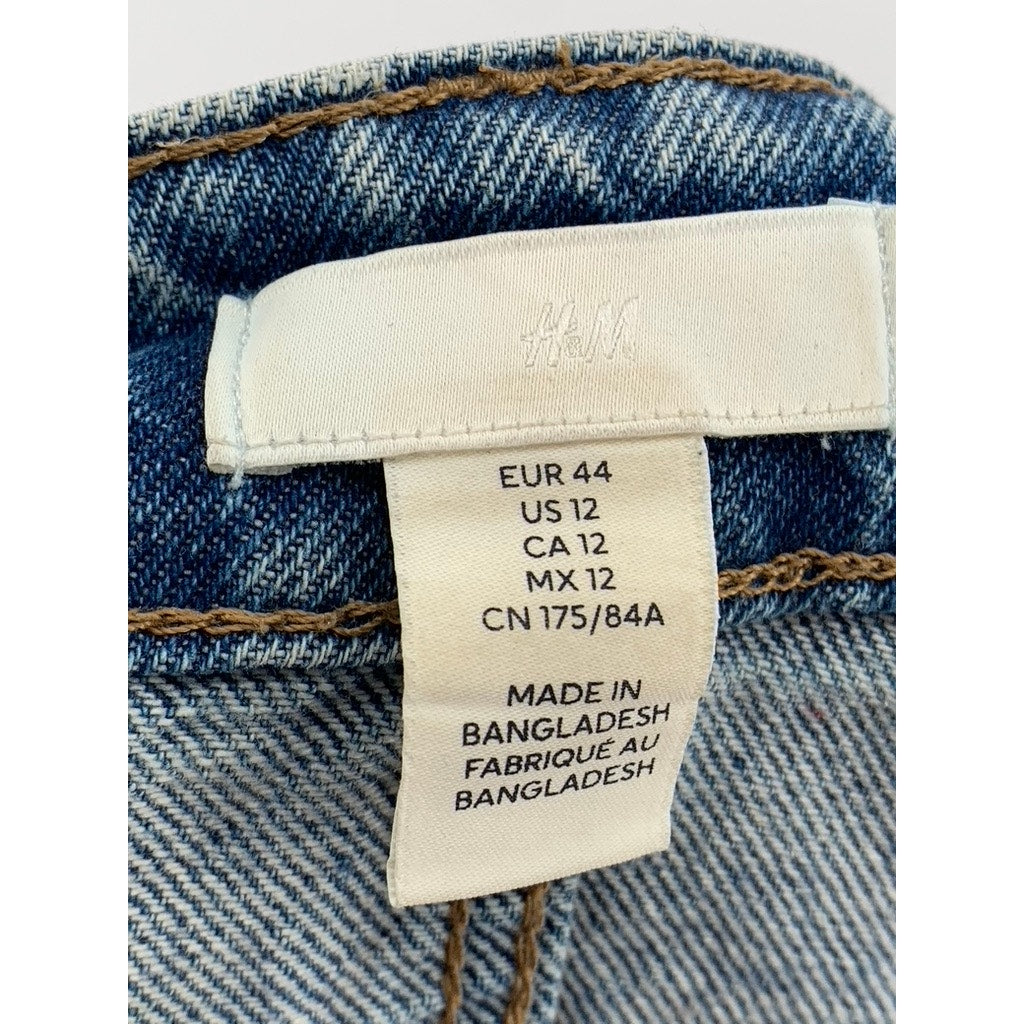 H&M Women's Light Blue Denim Cuffed Five Pocket Shorts SZ 12